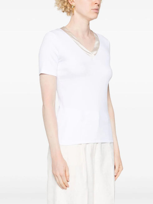 camiseta de algodón de punto acanalado